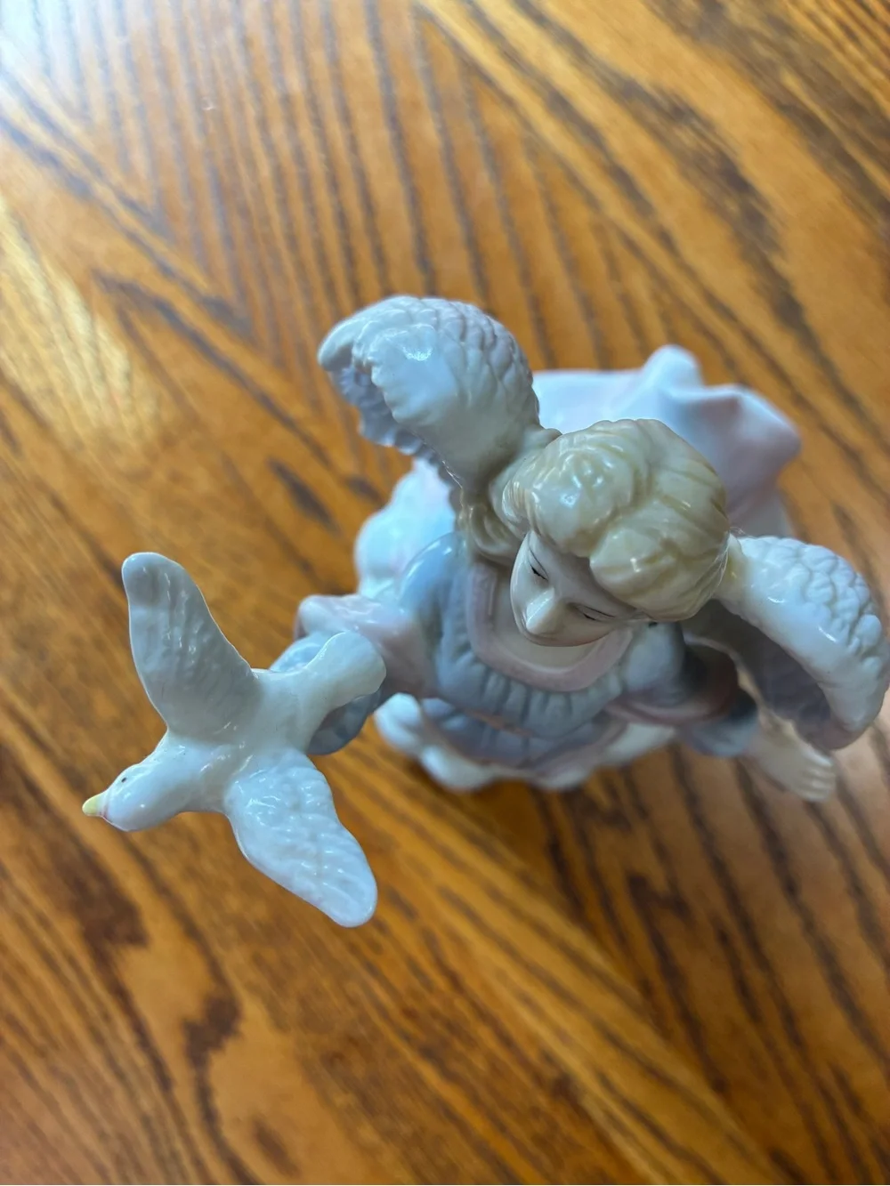 Porcelain Angel Figurine in Pale Blue and Pink - musical
